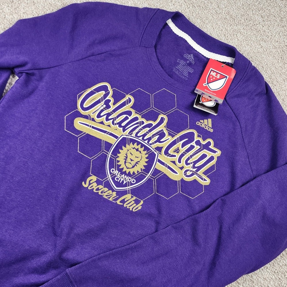 Adidas Orlando City Soccer Club Sweatshirt S MLS Fan Gear Cotton Purple Small